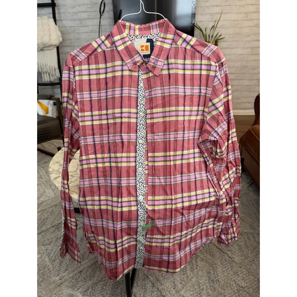 Hugo Boss Orange Label L Check Cotton Flip Cuffs Long Sleeves Mens Casual Shirt
